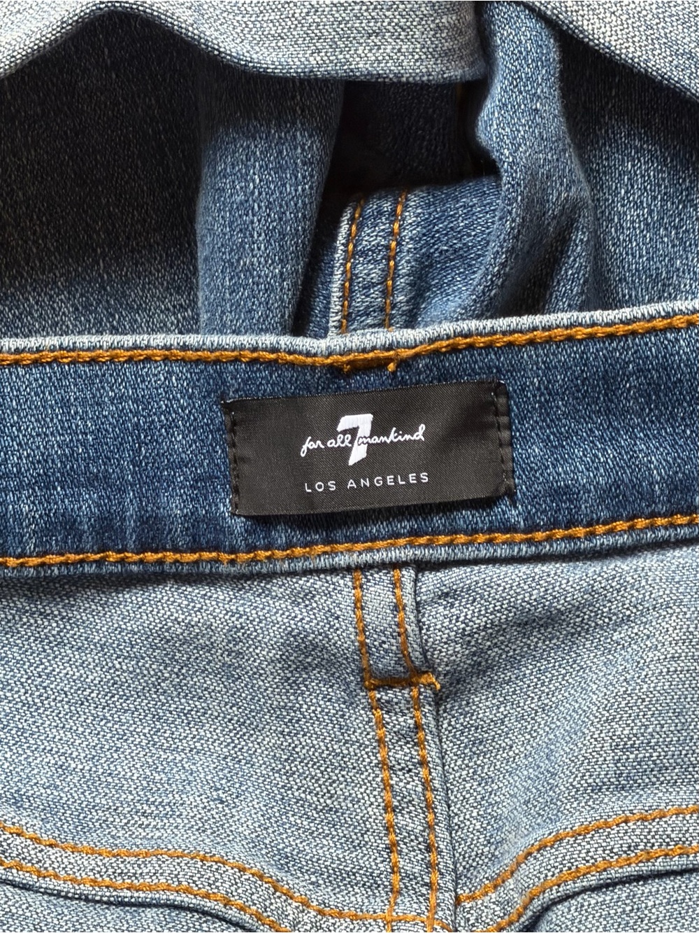 7 For All Mankind Mid Roll Distressed Denim Blue Jean Shorts size 31 MSRP $168 - Picture 4 of 11
